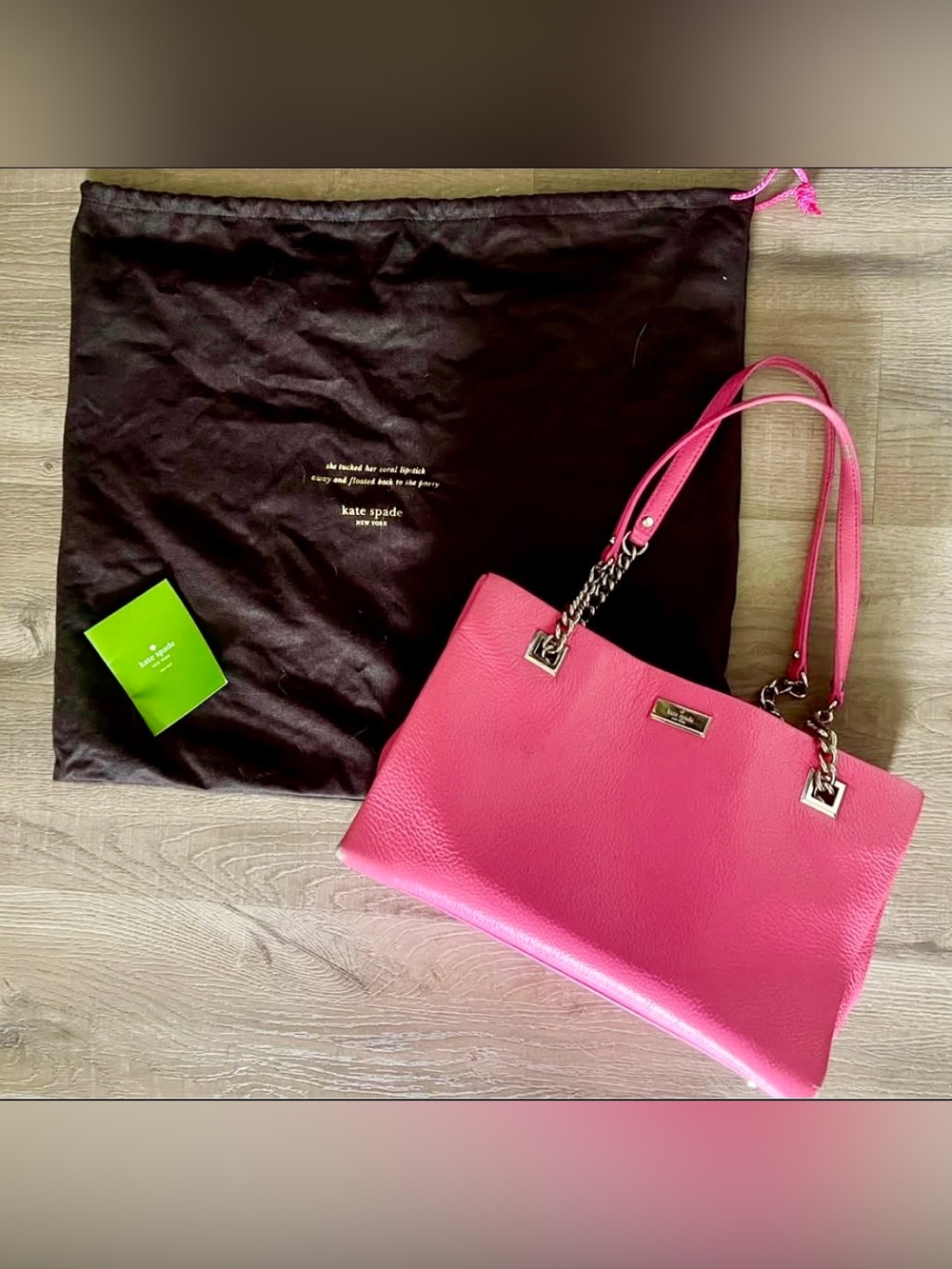 hot pink kate spade leather bag purse